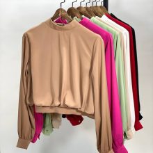 شومیز یقه ایستاده پشت زیپ ساتن زنانه کد 264